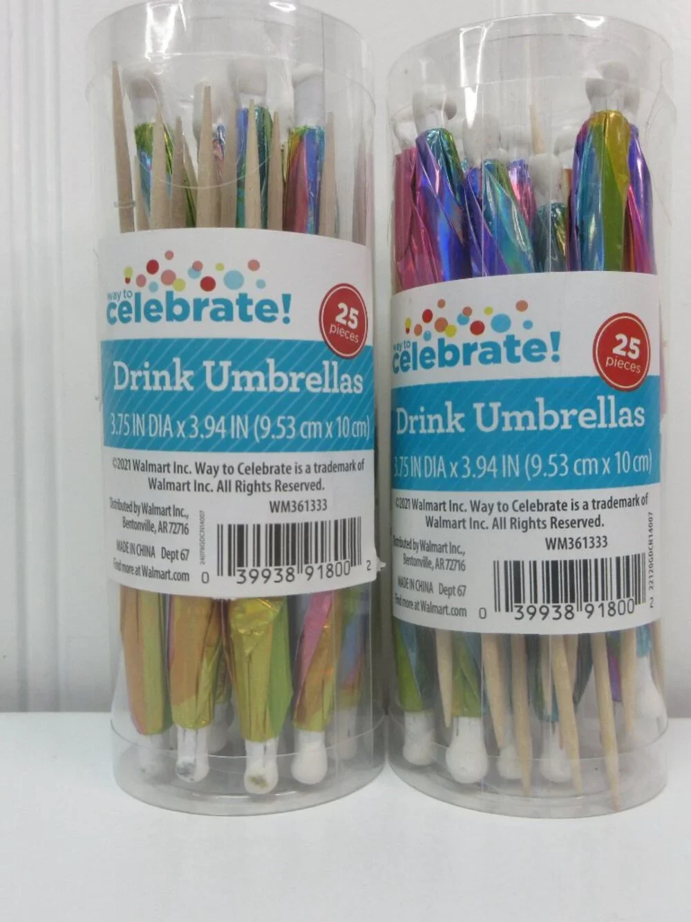 Lot of 2 Rainbow Umbrella Picks 25ct ea 3.5
